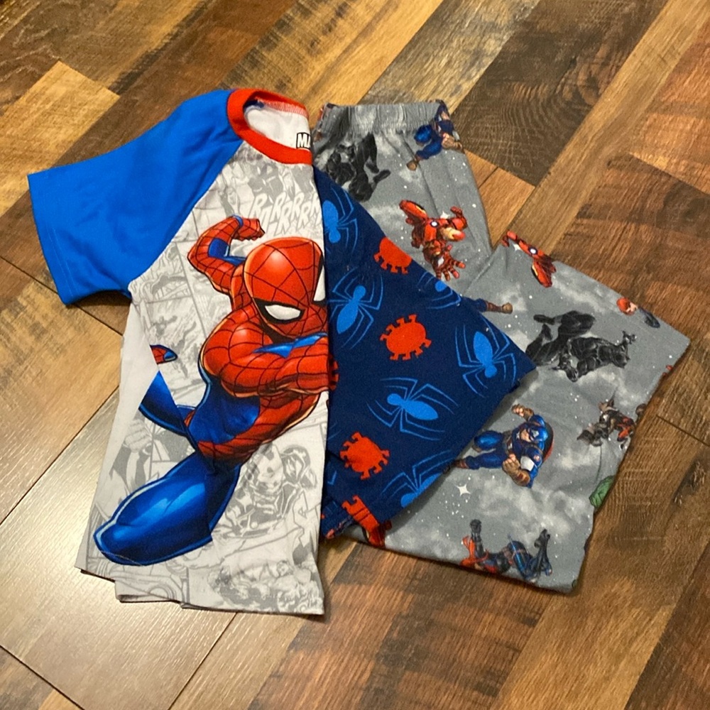 3 Piece Spider-Man Pajama Set Shorts Pants Size 8